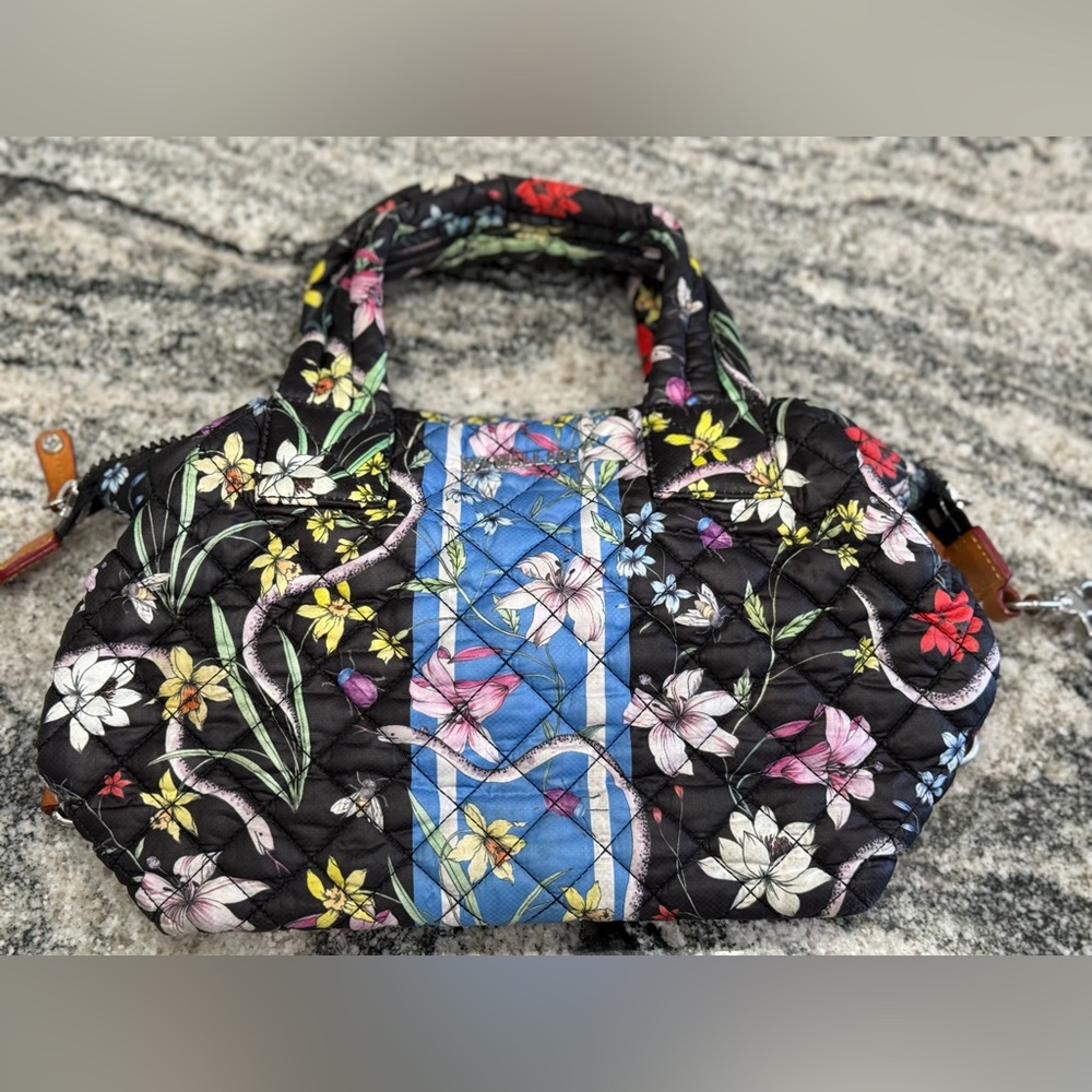 MZ Wallace  Black/Blue Small Floral Sutton bag with Blue Stripe - Picture 4 of 14